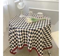HEEPDD Borlas Hechas a Mano para Mesas Rectangulares y Redondas, Mantel de Tablero de Ajedrez, Rejilla Vintage con Decoración del Hogar (100 * 150cm)