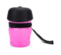 HEEPDD Botella de Agua Portátil para Perros con Cuenco Plegable, Dispensador de Agua para Mascotas a Prueba de Fugas para Viajes, Senderismo y Camping, Bebedero Portátil para Perros (Pink)