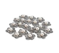 HEEPDD Botones de Flores de Perlas con Perlas Brillantes y Aleación de Zinc, para Ropa, Zapatos, Joyas y Decoraciones Artesanales, 20 Piezas
