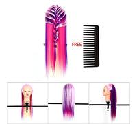 HEEPDD Cabeza de maniquí Colorida, Cabeza de Entrenamiento para Peluqueros, Ideal para que los Estudiantes Practiquen Técnicas de Corte y Trenzado (No. 1 rosa + multicolor)