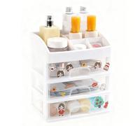 HEEPDD Caja de Almacenamiento de Cosméticos, Organizador de Cajones de Plástico de Gran Capacidad, Contenedor Multiusos de Maquillaje y Papelería para Uso Doméstico y de Oficina (cuatro capas)