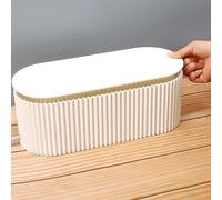 HEEPDD Caja de Almacenamiento de Tablero de Enchufe Nórdico, Organizador de Cables de Escritorio con Diseño Cubierto para el Hogar, Estuche de Almacenamiento para Enrutador con (Blanco Talla Pequeña)