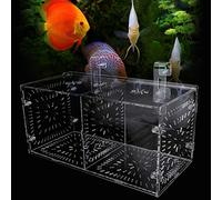 HEEPDD Caja de Cría de Peces de Acrílico, Caja de Cría de Aislamiento con Divisor de 30 X 15 X 15 Cm, Soporte de Ventosa de Doble Fijación Ajustable para Guppies, Camarones, Peces Payaso, Alevines,