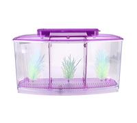 HEEPDD Caja de Cría de Peces de Triple Cámara para Acuario, Caja de Aislamiento de Cría de Peces Pequeños de Acrílico Transparente con Seis Luces LED y Válvula de de Agua de (Purple)