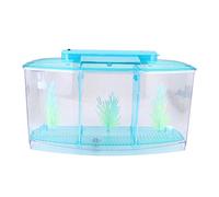 HEEPDD Caja de Cría de Peces de Triple Cámara para Acuario, Caja de Aislamiento de Cría de Peces Pequeños de Acrílico Transparente con Seis Luces LED y Válvula de de Agua de (Blue)