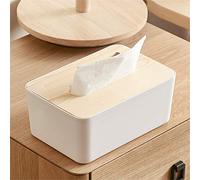 HEEPDD Caja de Pañuelos de Plástico, Soporte, Organizador de Pañuelos de Diseño Moderno para Sala de Estar, Dormitorio, Oficina, Caja de de Plástico para Automóvil, Cubierta de Madera Extraíble para