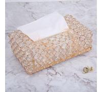 HEEPDD Caja de Pañuelos, Soporte para Pañuelos, Diseño Elegante con Acabado Brillante para Uso Doméstico y de Oficina, Base de Acero Inoxidable 6 X 12 X 20 Cm, Caja de Rectangular de Cristal