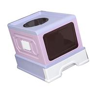 HEEPDD Caja de Plegable para Gatos, Material PP de Primera Calidad con Diseño Cerrado, Inodoro para Gatos de Fácil Limpieza para de Interior de hasta 27,6 LB (Purple)