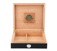 HEEPDD Caja Humidificadora, Soporte para Cigarros de Madera de Cedro con Higrómetro, Estuche Hermético para Cigarros para Viajes y Uso Doméstico (Black)