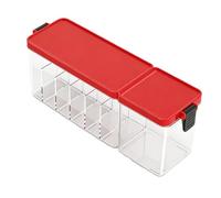 HEEPDD Caja Organizadora Transparente para Cables, Organizador de Escritorio con 3 Compartimentos y Tapa for Cajón, Tocador y Almacenamiento (Rojo)