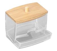HEEPDD Caja para Bastoncillos de Algodón, Contenedor de bambú de Plástico Transparente, Organizador Versátil para Herramientas de Maquillaje y Joyas