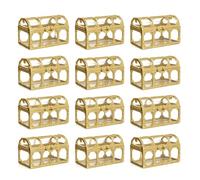 HEEPDD Cajas de Regalo del Tesoro, Paquete de 12, 9x6,3x6 Cm, Cofre del Tesoro Pirata Pequeño de Plástico Transparente PS, Caja de Regalos de Oro (9x6,3x6cm/3,54x2,48x2,36 pulgadas 40 g/unidad)