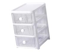 HEEPDD Cajón de Almacenamiento para el Hogar, Plástico, Caja Organizadora de Escritorio Transparente Multifuncional, 4 Niveles, para Almacenamiento de Suministros de Oficina (3 niveles)