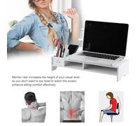 HEEPDD Cajón Organizador de Escritorio con Soporte para Monitor de Computadora, Elevador de Tablero Artificial de PVC para Soporte de Monitor de Computadora, Altura Ergonómica y Fácil Montaje para