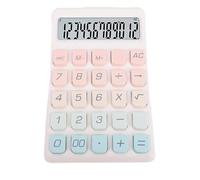 HEEPDD Calculadora de Visualización LCD de 12 Dígitos, Calculadora de Escritorio de Energía Solar de Botón Grande con Alta Sensibilidad y Material de ABS para la Escuela en Casa (White)