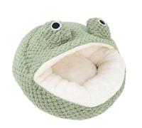 HEEPDD Cama Cueva para Gatos, Cama para Mascotas en Forma de Rana, Camas para Gatos con Capucha de Felpa, Cama Semicerrada para Abrazar Gatos, Saco de Dormir para Cachorros y Gatitos de
