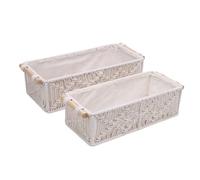 HEEPDD Canasta de Almacenamiento de MacRame, Algodón Tejido a Mano con Asas de Madera, Organizador Versátil para Baño y Sala de Estar 2pcs