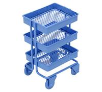 HEEPDD Carro de Mano en Miniatura para Casa de Muñecas 1:12 Estante de Almacenamiento de Tres Niveles de Metal con Ruedas Funcionales para Coleccionistas Escenarios de Exhibición Creativos La (Blue)