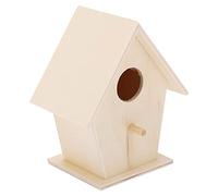 HEEPDD Casa de Pájaros de Madera Colgante, Comedero de Pájaros DIY para Pintar Decoración de Escritura con Material de Tablero Compuesto para Jardines Interiores (Piso Único No. 3)