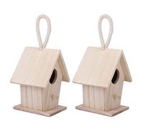 HEEPDD Casa para Pájaros de Madera, Diseño de Cabaña de Madera Hecha a Mano para Pájaros Pequeños, con Lazo para Colgar para Loros, Periquitos, Pinzones, Canarios, Hecha de de