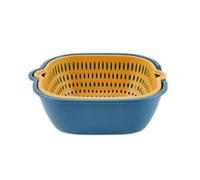 HEEPDD Cesta para Lavar Verduras, Juego de Cuenco Colador de Plástico 2 en 1, Estructura Gruesa, Drenaje Conveniente para Uso en la Cocina (M)