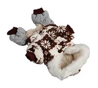 HEEPDD Chaqueta de Invierno para Perros Patrón de Alce de Copo de Nieve Suave y Cómodo Abrigo con Capucha para Perros de Navidad Cuello y Cofre Sueltos Gruesos para Perros Pequeños y