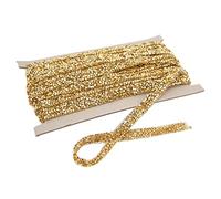 HEEPDD Cinta Autoadhesiva de Diamantes de Imitación Dorados de 1cm, Adorno de Diamantes de Imitación de Cristal de 10 Yardas para Manualidades DIY, Costura, Decoración de Boda