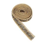 HEEPDD Cinta de Diamantes de imitación de 1 Yarda, Bricolaje Cadena de Adorno de Cristal de Diamante Malla Rollo del Abrigo para el Vestido de Boda Laptop Headwear(Dorado)