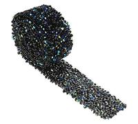 HEEPDD Cinta de Diamantes de Imitación de Cristal, Rollo de Malla de 1 Yarda, Negro y Azul, para Decoración de Bodas y Cumpleaños