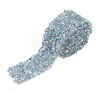 HEEPDD Cinta de Diamantes de imitación de Cristal, Rollo del Abrigo del Acoplamiento del Diamante 30m m para Vestidos del Baile Fin Curso Cinturón Aplique Pinza Pelo Collar Banquet(Azul Claro)
