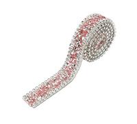 HEEPDD Cinta de Diamantes de Imitación, Rollo de Cristales Brillantes, 1 Yarda, Rosa