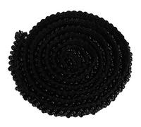 HEEPDD - Cinta decorativa de 1 metro, diseño vintage, tejido bordado, apliques para costura y artesanía de boda, 1 cm, perla oblicua negra, bordes con cuentas