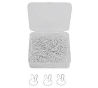 HEEPDD Clips de Papel 100PCS Hierro en Forma de Conejo 1.2x0.8 Pulgadas Lindo Marcador de Metal para Cuadernos Scrapbooking Favores de Fiesta Suministros de Oficina Blanco
