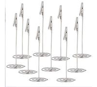 HEEPDD Clips de Tarjetas de Mesa de Metal de 10 Piezas, Portavasos Comerciales de Acero Al Carbono con una Base de Redonda Práctica para Eventos en el Hogar Fiestas y Exhibición en el