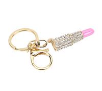 HEEPDD Colgantes de Llavero, Colgante de Lápiz Labial de Cristal de Diamantes de Imitación, Elegante Adorno de Bolso para Mujer, Aleación de Zinc, Decoración de Bolso (Rosa claro)