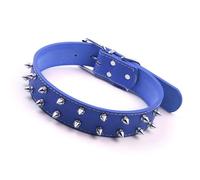 HEEPDD Collar de Estilo Punk, Diseño de Remache, Ajustable para Perros Medianos y Grandes Collar de Estilo Punk, Material de PU, Suministros para Perros con Púas (Blue)