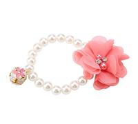 HEEPDD Collar de Flores de Perlas para Mascotas, Collar Elástico Ajustable con Campana Pequeña para Cachorros de Perros Pequeños, Diseño de Perlas de Simulación (Pink)