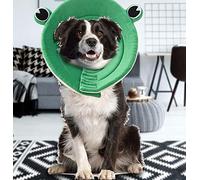 HEEPDD Collar de Recuperación Suave de Cono para Perros Grandes El Cuidado Posquirúrgico Evita Lamer con Ajuste Ajustable Forma de Rana Verde Brillante Material de Esponja Cómodo de Doble Uso (XL)
