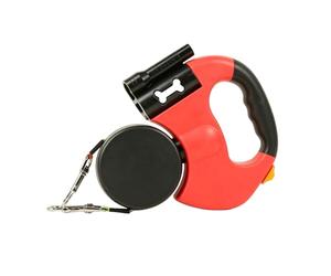 HEEPDD Collar Retráctil para, Luz LED Nocturna, Cuerpo de ABS para (Red | Dual Line Free, Bright Beam Low Light Walk, Quick Lock Button, Non Slip Comfort Grip, Outdoor Street Training