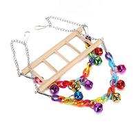 HEEPDD Columpio para Pájaros, Puente Colgante para Periquitos y Cacatúas, Percha de Madera con Campanas, Juguete para Escalar y Masticar para Jaulas de Mascotas, Columpio para Pájaros, Cadena Acrílica