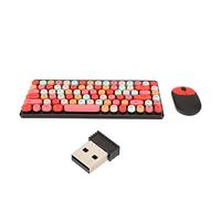 HEEPDD Combinación de Ratón y Teclado Tecnología Inalámbrica de 2,4 GHz Diseño de Botones Redondos Retro Combinación de Ratón y Teclado Inalámbrico para Escritorio (Negro)