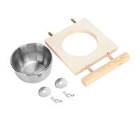 HEEPDD Comedero para Jaula de Pájaros, Cuenco para Comida de Loros con Soporte para Alimentar Pájaros y Comedero para Jaula de Acuáticos, Suministros para Dobles de Acero Inoxidable (Ranura única)