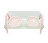 HEEPDD Comedero para Mascotas con Doble Cuenco, Cuencos Elevados para y Gatos con Soporte para Comida y Agua, Base Antideslizante de Plástico Resistente, Fácil de Limpiar, 42,5x23cm (Green)