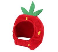 HEEPDD con Tamaño Ajustable para Perros y Gatos 30-35 Cm Vacaciones y Fiestas de Juegos de rol Sombrero de Gato Disfraz de Mascota de Felpa Suave de Fresa Suministros para Gatos Nan