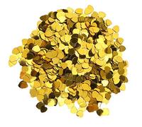 HEEPDD Confeti en Forma de Corazón, Decoraciones de Fiesta de PVC de 100 G para San Valentín, Bodas, Navidad, Año Nuevo, con Bordes Brillantes para Bolsas de Regalo, Invitaciones, (GOLD)