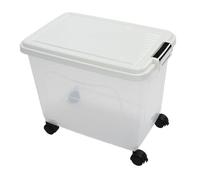 HEEPDD Contenedor de Almacenamiento de Arroz de 20L, Dispensador de Alimentos Sellado con Ruedas, Contenedor Hermético para Comida para Perros y Gatos, Organización de Arroz y Harina (blanco crema)