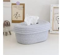 HEEPDD Cubierta Decorativa para Caja de Pañuelos, Servilletero de Cuerda de Algodón Hecho a Mano, Solución de Almacenamiento Elegante para Suministros de Almacenamiento de Escritorio de Oficina en