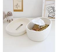 HEEPDD Cubierta Decorativa para Caja de Pañuelos, Servilletero de Cuerda de Algodón Hecho a Mano, Solución de Almacenamiento Elegante para Suministros de Almacenamiento de Escritorio de Oficina en