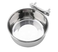 HEEPDD Cuenco Alimentador de Loros de Acero Inoxidable para Periquitos, Taza de Agua y Comida Duradera con Soporte de Abrazadera, 3 Tamaños para Pájaros Pequeños y Cacatúas (L)