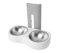 HEEPDD Cuenco de Acero Inoxidable con Ajustable, Cuencos Dobles para Mascotas, Perros, Gatos, Estación de Alimentación de Pared, Diseño Antipunta, Plato de Agua Elevado, Montado en la Pared, (Gris